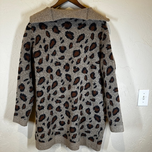 Maude Vivante Soft Leopard Print Cardigan Open Front Sweater Womens Sz S/M Brown - Picture 2 of 8